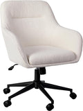 Rayna Swivel Task Chair White Boucle With Oil Rubbed Bronze